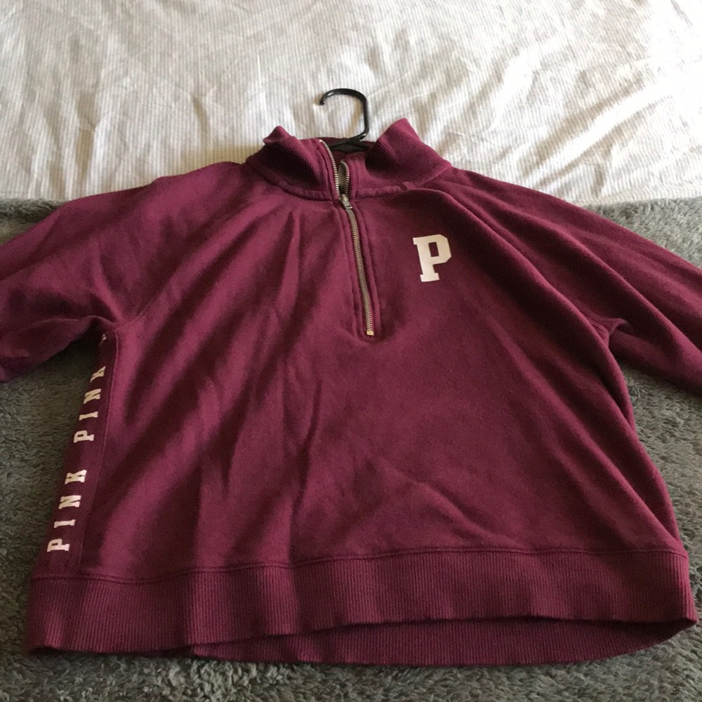 PINK burgundy half zip up